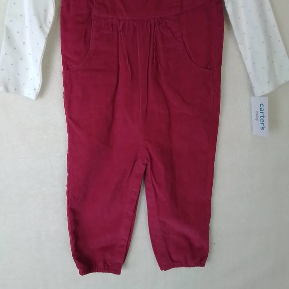 Carter's Baby 2-Piece Corduroy Overall Set Girl's Size 24mo in Pink, White - Picture 13 of 14